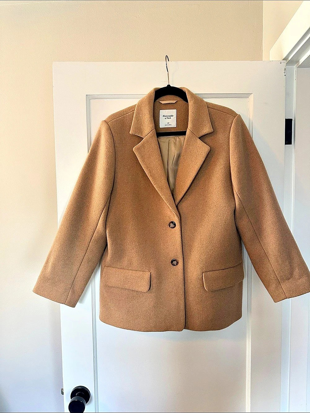 Abercrombie & Fitch Wool Blend Camel Jacket Size Petite Large Like New